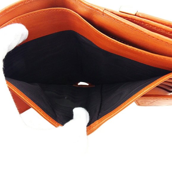 GUCCI W Hook Wallet Gucci Shima Orange Leather Authentic USED T19797 - Picture 8 of 11